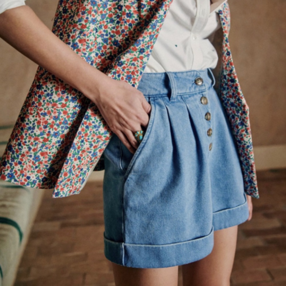 Sezane Wallace Shorts Bleu Denim Clair - Size 40